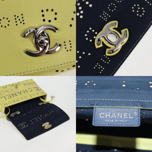 CHANEL Chain Shoulder Bag Leather 2way Yellow CC Auth 130486M - Picture 13 of 14